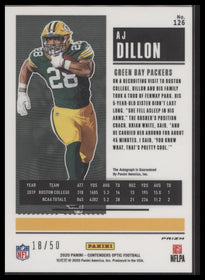 2020 Panini Contenders Optic Orange AJ Dillon Rookie #/50 Auto #126