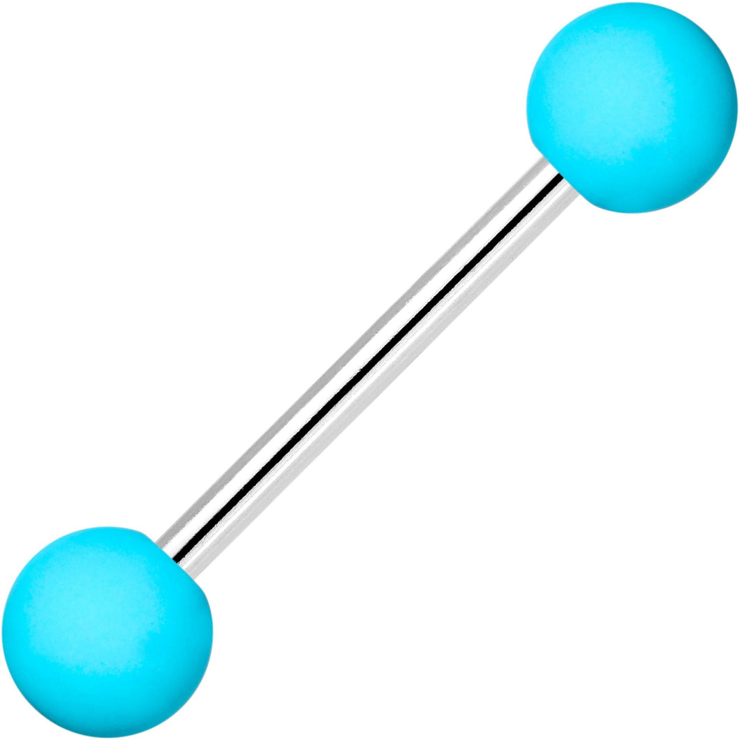 Blue Silicone Coated Acrylic Ball End Barbell Tongue Ring