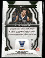 2024 Panini Draft Picks All-American Prizms Blue Seismic Jalen Brunson #/149