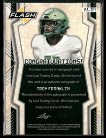 2022 Leaf Flash Portrait AU Metalized Sparkles Orange Troy Franklin #/6 AU