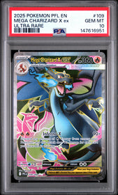 2025 Pokemon Pfl En-Phantasmal Flames Ultra Rare Mega Charizard X Ex 10 PSA #109