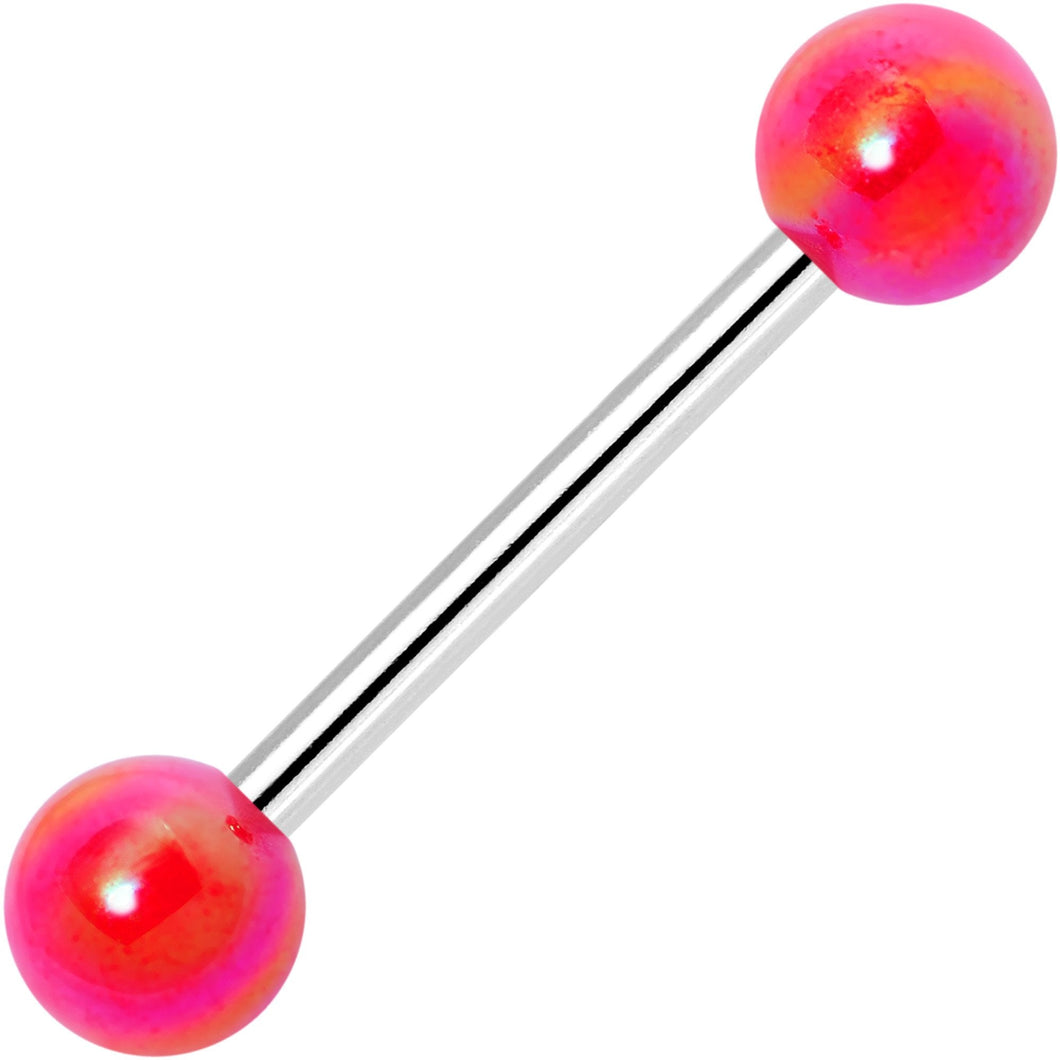 Candy Pink Pearlescent Acrylic Ball End Barbell Tongue Ring