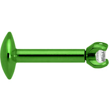 Body Candy Green Titanium IP Steel Clear 2mm Accent Internally Threaded Labret Monroe 16G 1/4