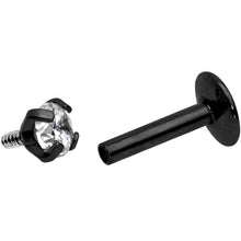 1/4 Clear 3mm Gem Black IP Internally Threaded Labret Monroe Tragus