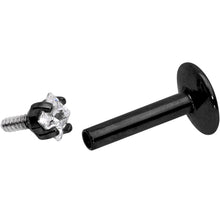 1/4 Clear Square CZ Black PVD Internally Threaded Labret Monroe