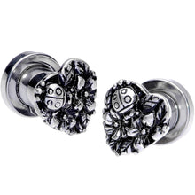 Ladybug Heart Screw Fit Tunnel Plug Set 6mm to 16mm