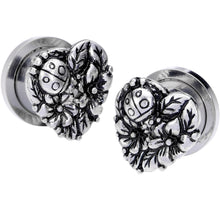 Ladybug Heart Screw Fit Tunnel Plug Set 6mm to 16mm
