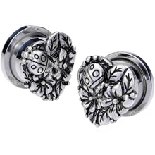Ladybug Heart Screw Fit Tunnel Plug Set 6mm to 16mm