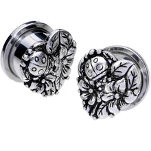 Ladybug Heart Screw Fit Tunnel Plug Set 6mm to 16mm