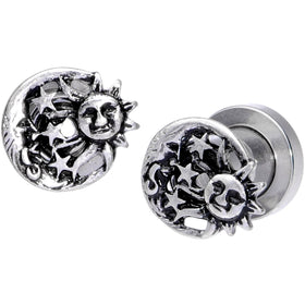 Cosmic Sun and Moon Screw Fit Tunnel Plug Set 6mm to 25mm