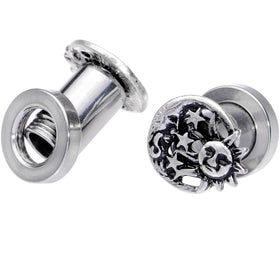 Cosmic Sun and Moon Screw Fit Tunnel Plug Set 6mm to 25mm