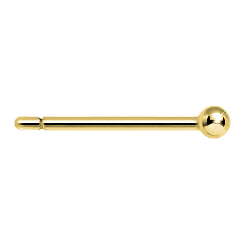 22G Solid 14k Yellow Gold Ball Nose Stud Ring