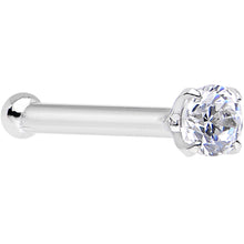 20G Solid 14K White Gold 2mm Cubic Zirconia Nose Stud Ring