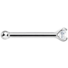 20G Solid 14K White Gold 2mm Cubic Zirconia Nose Stud Ring