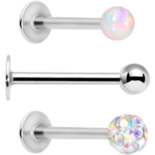 16G 5/16 Aurora Faux Opal Ball Labret Monroe Tragus 3 Pack Set