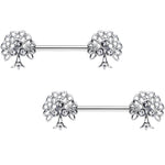 9/16 Clear Gem Trio Fruit Tree Barbell Nipple Ring Set