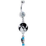 Yin Yang Cat Life Blue Fish Dangle Belly Ring