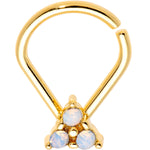 16G White Faux Opal Gold Tone Cluster Trio Ellipse Seamless Ring