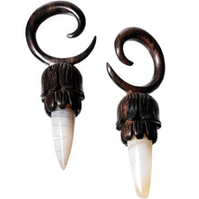 White Stone Iron Wood Tribal Spiral Taper Set 5mm to 8mm