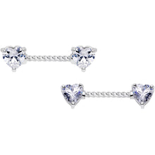 14G Clear CZ Gem Heart Twisted BCR Ring Barbell Nipple Ring Set
