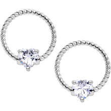 14G Clear CZ Gem Heart Twisted BCR Ring Barbell Nipple Ring Set