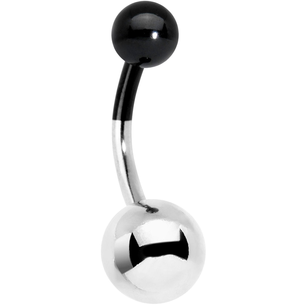 Black and Steel Tone Two Tone Belly Ring
