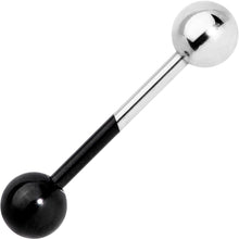 Black and Steel Two Tone Tongue Ring