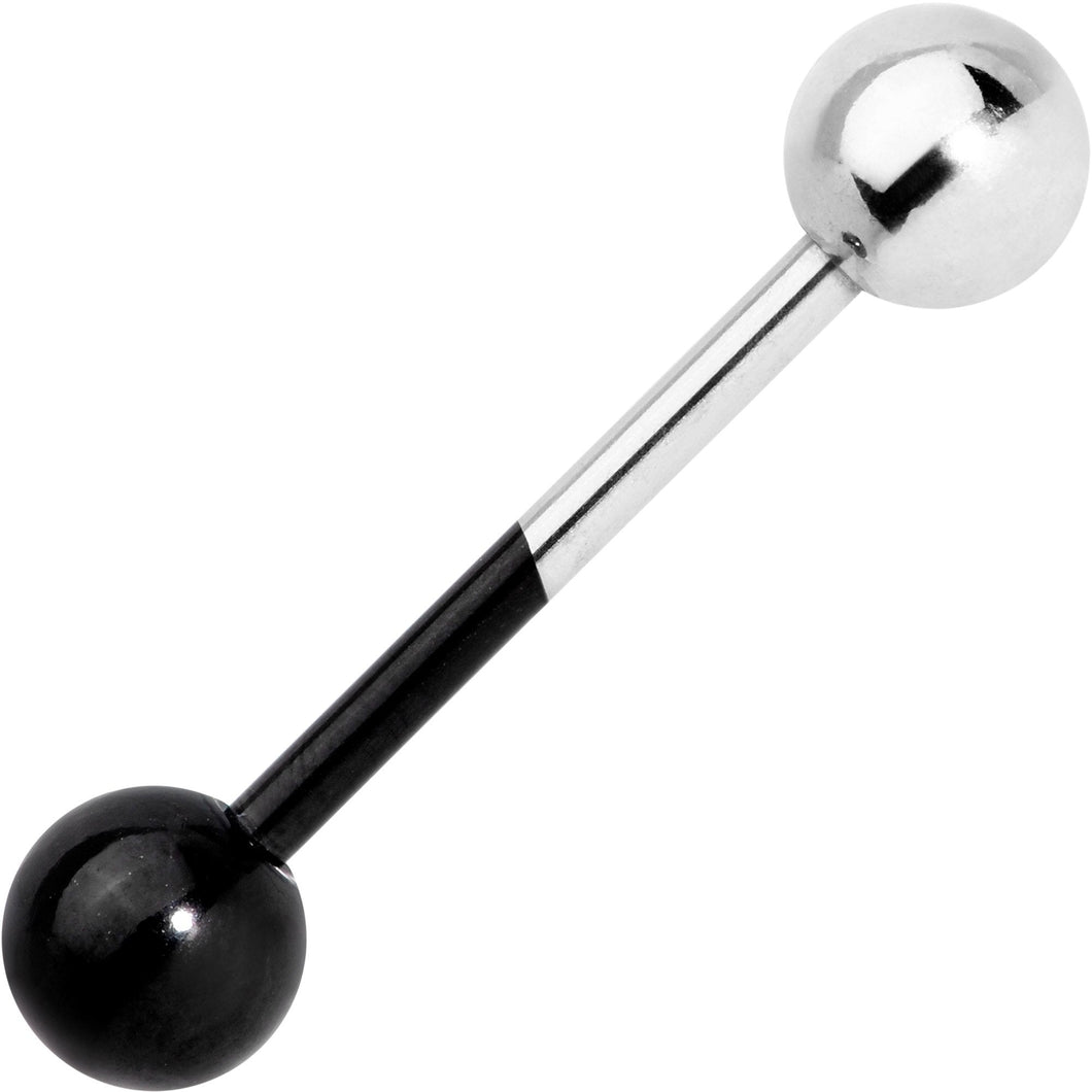 Black and Steel Two Tone Tongue Ring