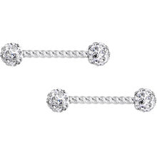 14G Clear Gem Cluster Twisted Horseshoe Barbell Nipple Ring Set