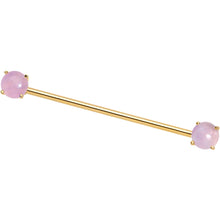Pink Amethyst Gold Tone End to End Industrial Barbell 38mm