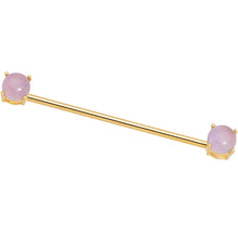 Pink Amethyst Gold Tone End to End Industrial Barbell 38mm