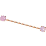 Pink Amethyst Rose Gold Tone End to End Industrial Barbell 38mm
