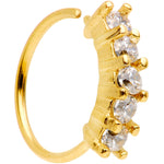 5/16 Clear CZ Gem Gold PVD Royal Crown Tragus Cartilage Earring