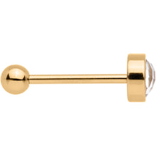 Clear Gem Gold Tone Anodized Cross Stitch Barbell Tongue Ring