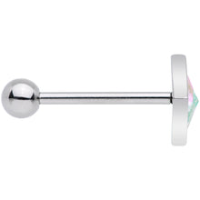 White Rainbow Gem Rhombus Barbell Tongue Ring