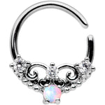 16G 5/16 White Synthetic Opal Ornate Tiara Seamless Circular Ring