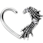 Clear CZ Gem Skeletal Hands Left Daith Cartilage Tragus Earring