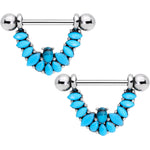9/16 Southwestern Blue Chip Dangle Barbell Nipple Ring Set