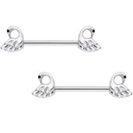9/16 Ruffled Feather Dual Swans Nipple Barbell Set