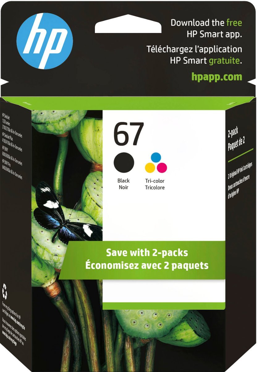 New, Pre-Owned - HP 67 Black and Color Ink Cartridge-2 Pack