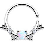 16G 3/8 White Synthetic Opal Luminous Seamless Circular Ring