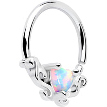 16G 5/16 White Synthetic Opal Bold Heart Seamless Circular Ring