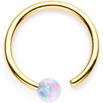 18G White Synthetic Opal Gold PVD Seamless Circular Ring