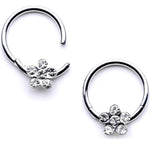 16G 3/8 Clear Gem Petal Flower Hinged Segment Ring Set