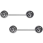 9/16 Spiritual Ohm Symbol Barbell Nipple Ring Set
