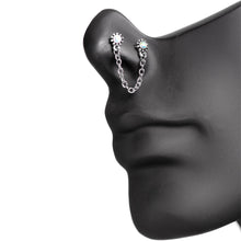 20G 1/4 White Synthetic Opal Chain Dangle Double Nose Bone