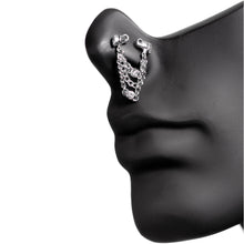 20G 1/4 Clear Gem Elephant Chain Dangle Double Nose Bone