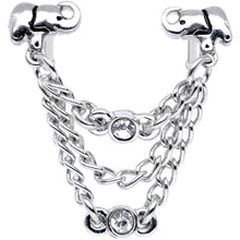 20G 1/4 Clear Gem Elephant Chain Dangle Double Nose Bone
