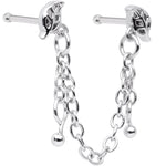 20G 1/4 Autumn Fall Leaves Chain Dangle Double Nose Bone