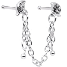 20G 1/4 Autumn Fall Leaves Chain Dangle Double Nose Bone
